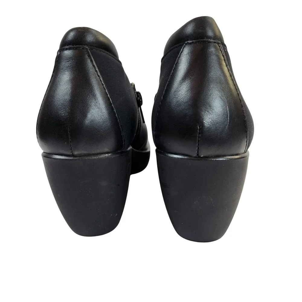 NAOT Weekend Wedge Black‎ Leather & Fabric Comfort Shoes Women Size US 7 EU 38